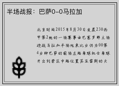 半场战报：巴萨0-0马拉加